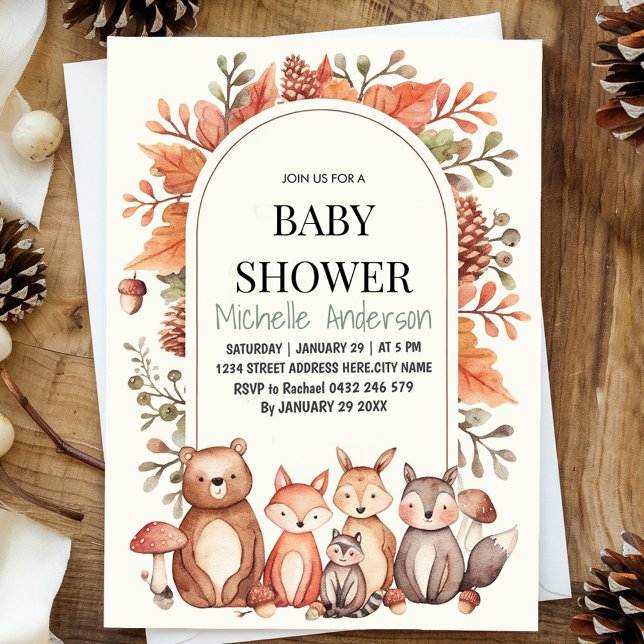 Woodland Forest Animals Bear Fox Baby Shower  Invitation (Creator Uploaded)
