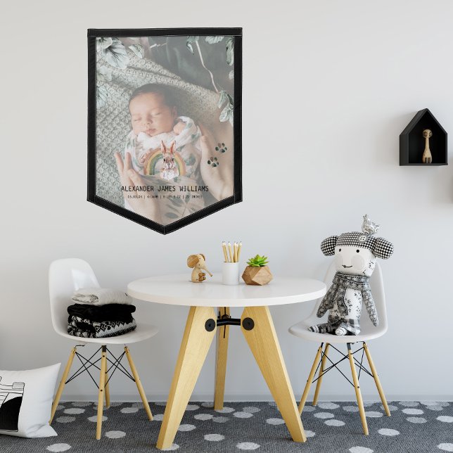 Woodland Forest Animals Birth Stats & Photo Pennant (Creator Uploaded)