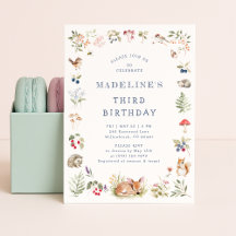 Woodland Forest Animals Birthday Invitation