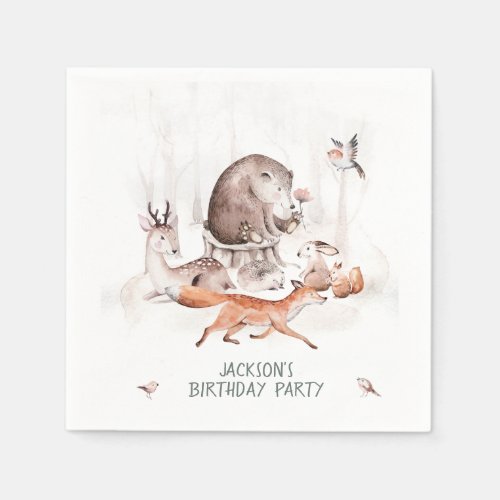 Woodland Forest Animals Birthday or Baby Shower Napkins