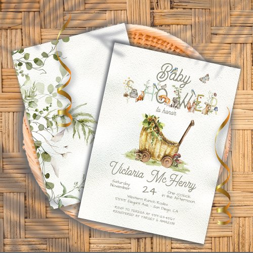 Woodland Forest Animals Boho Baby Shower Invitation