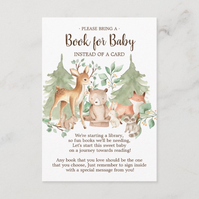 Woodland Forest Animals Book for Baby Card (Front)