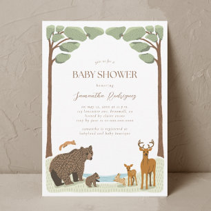 Woodland Forest Animals Boy Baby Shower Invitation