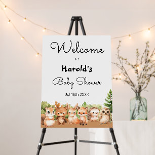 Woodland Forest Animals Boy Baby Shower Welcome Foam Board