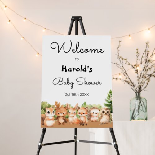 Woodland Forest Animals Boy Baby Shower Welcome Foam Board