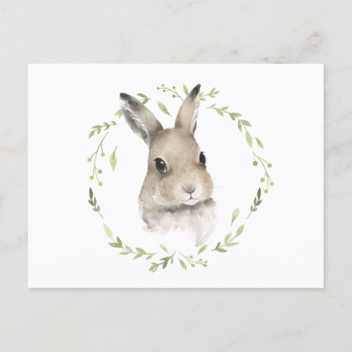 Woodland Forest Animals Bunny Name Watercolor Postcard