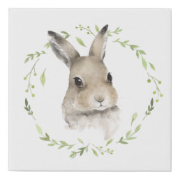 Woodland Forest Animals Bunny Rabbit Watercolor Faux Canvas Print