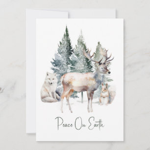 Woodland Forest Animals Christmas Holiday Card