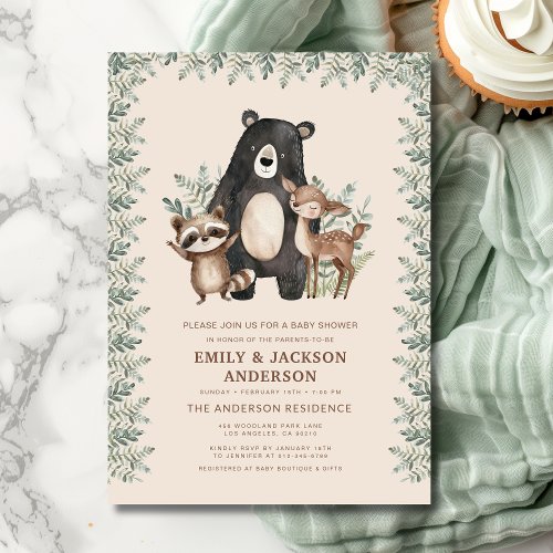 Woodland Brown baby shower invitation