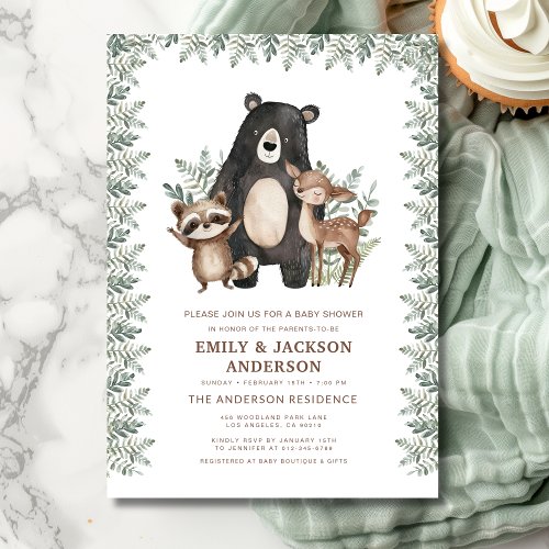 Woodland Brown baby shower invitation