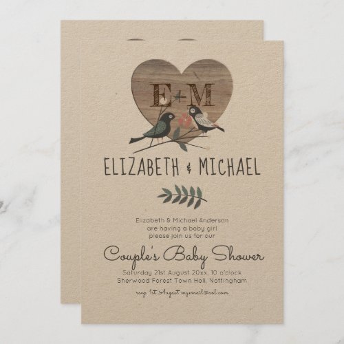 Woodland Forest Animals Couples BABY SHOWER Invitation