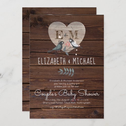 Woodland Forest Animals Couples BABY SHOWER Invitation