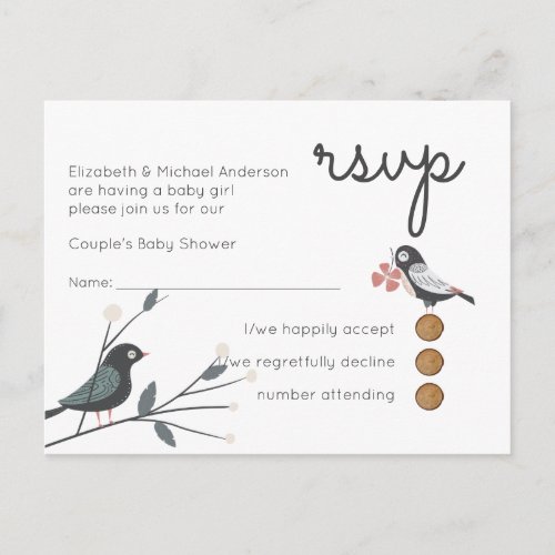 Woodland Forest Animals Couples BABY SHOWER Invitation Postcard