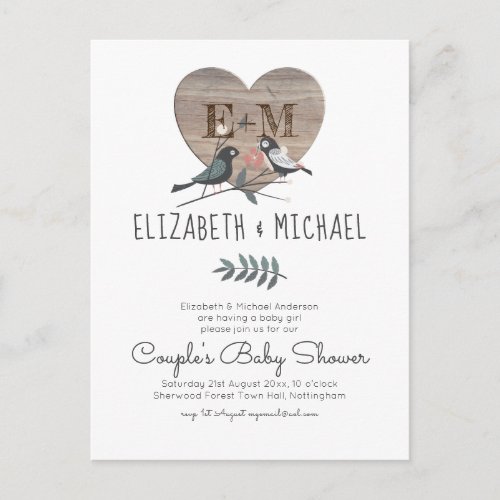 Woodland Forest Animals Couples BABY SHOWER Postcard