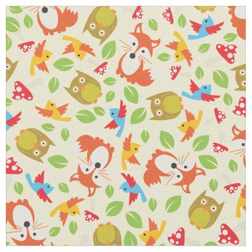 Woodland Forest Animals Cute Baby Nursery Kids Fabric