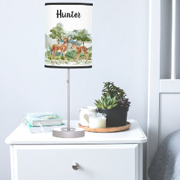 Woodland forest animals deer cute baby name table lamp