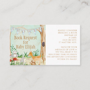 Woodland Forest Animals Deer Owl Book Request Business Card