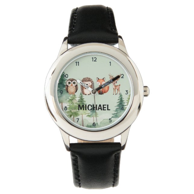 Woodland Forest Animals Deer Owl Fox hedgehog Watch (Front)