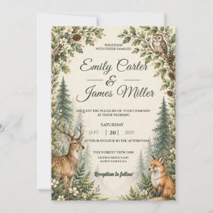 Woodland Forest Animals Deer Wedding Invitation