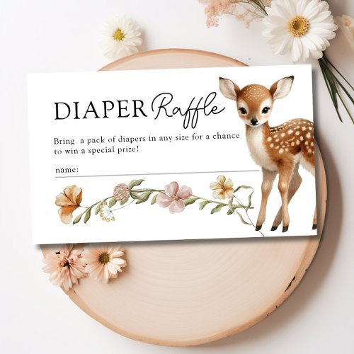 Woodland Forest Animals Diaper Raffle Baby Shower Enclosure Card