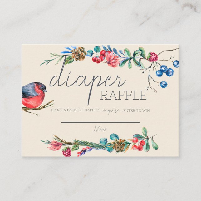Woodland Forest Animals | Diaper Raffle Card | Fem (Front)