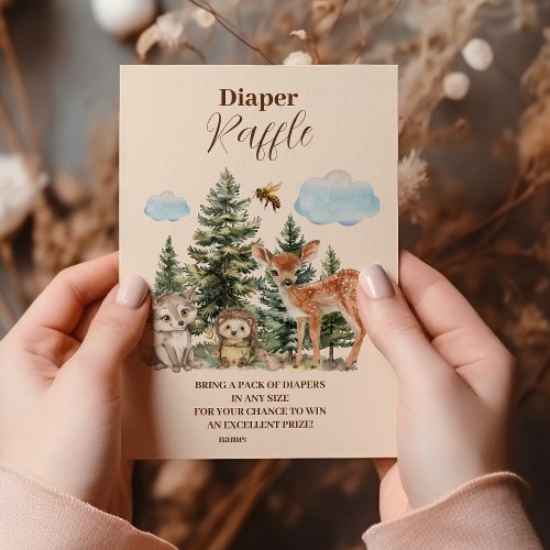 Woodland Forest Animals Diapper Raffle Enclosure Card