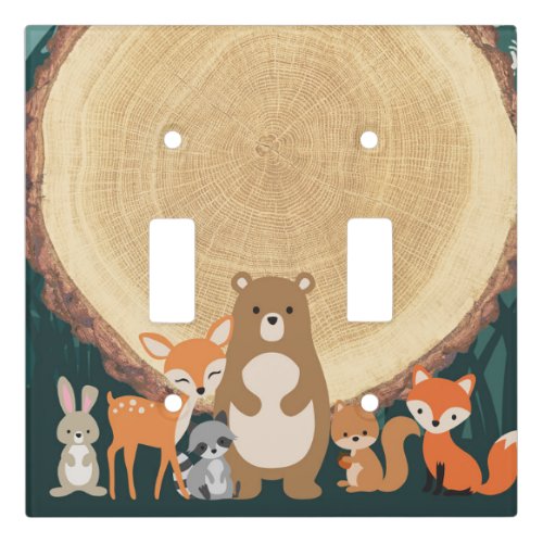 Woodland forest animals double light switch