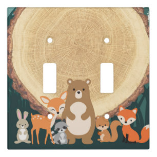 Woodland forest animals double light switch cover