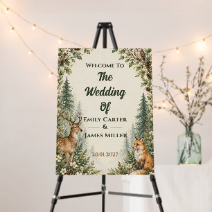 Woodland Forest Animals eer Fox Owl Wedding Welcom Foam Board