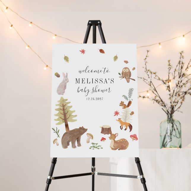 Woodland Forest Animals Fall Baby Shower Foam Board (In Situ (Stand))