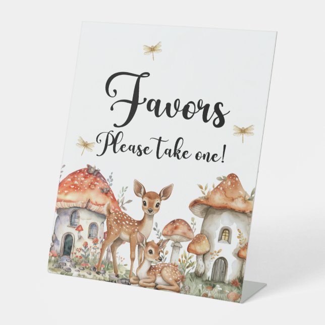 Woodland Forest Animals Favors Pedestal Sign (Front)