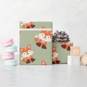 Woodland Forest Animals Fox Kids Birthday Wrapping Paper