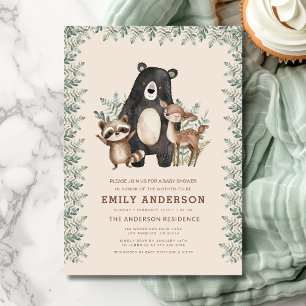 Woodland Forest Animals Gender Neutral Baby Shower Invitation