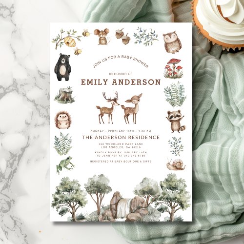 Woodland Neutral baby shower invitation
