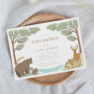 Woodland Forest Animals Gender Neutral Baby Shower Invitation