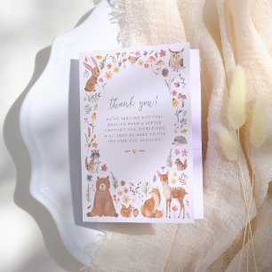 Woodland Forest Animals Gender Neutral Baby Shower Letterpress Thank You Card
