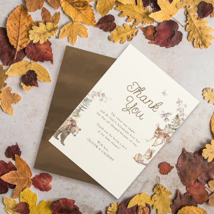 Woodland Forest Animals Gender Neutral Baby Shower Thank You Card