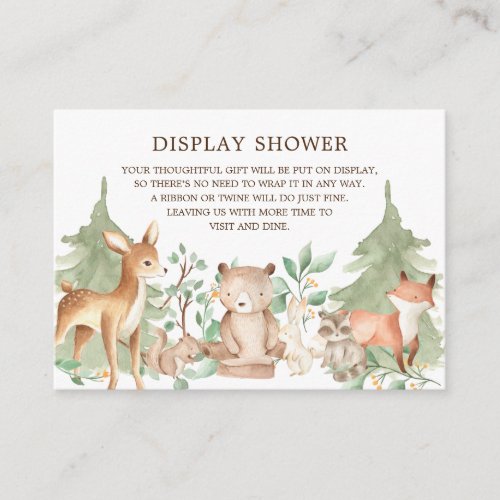 Woodland Forest Animals Gift Display Shower Enclosure Card