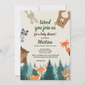 Woodland Forest Animals Greenery Baby Shower Invitation (Front)