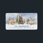 Woodland Forest Animals  Label<br><div class="desc">These adorable Christmas return address labels features a fox wearing a scarf,  a bear wearing a Santa hat and a reindeer sitting next to a sleigh. 
You can personalize with you name and address.</div>