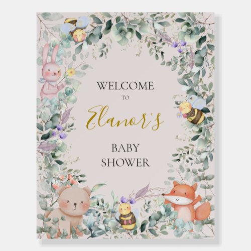 Woodland Forest Animals Modern Welcome Baby Shower Foam Board