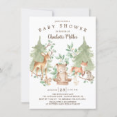 Woodland Forest Animals Neutral Baby Shower Invitation (Front)