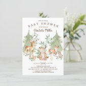 Woodland Forest Animals Neutral Baby Shower Invitation (Standing Front)