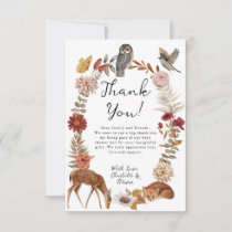 Woodland Forest Animals Neutral Baby Shower Thank You Card