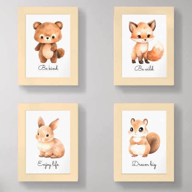 Woodland Forest Animals Nursery Wall Art Sets (Front)