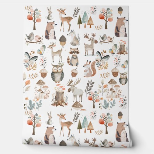 Woodland Forest Animals Nursery Wallpaper