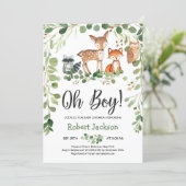 Woodland forest animals oh boy baby shower invitation (Standing Front)