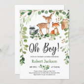 Woodland forest animals oh boy baby shower invitation (Front/Back)