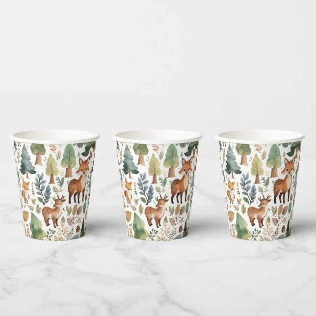 Woodland Forest Animals Paper Cups (Multi)