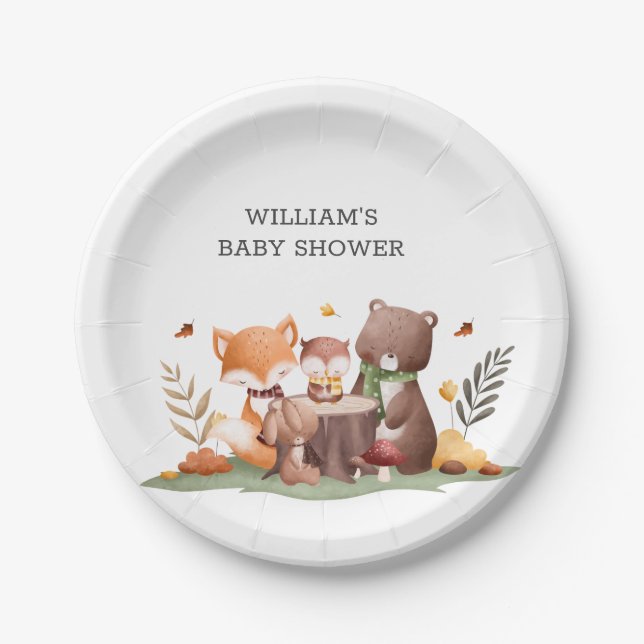 Woodland Forest Animals Paper Plates (Front)